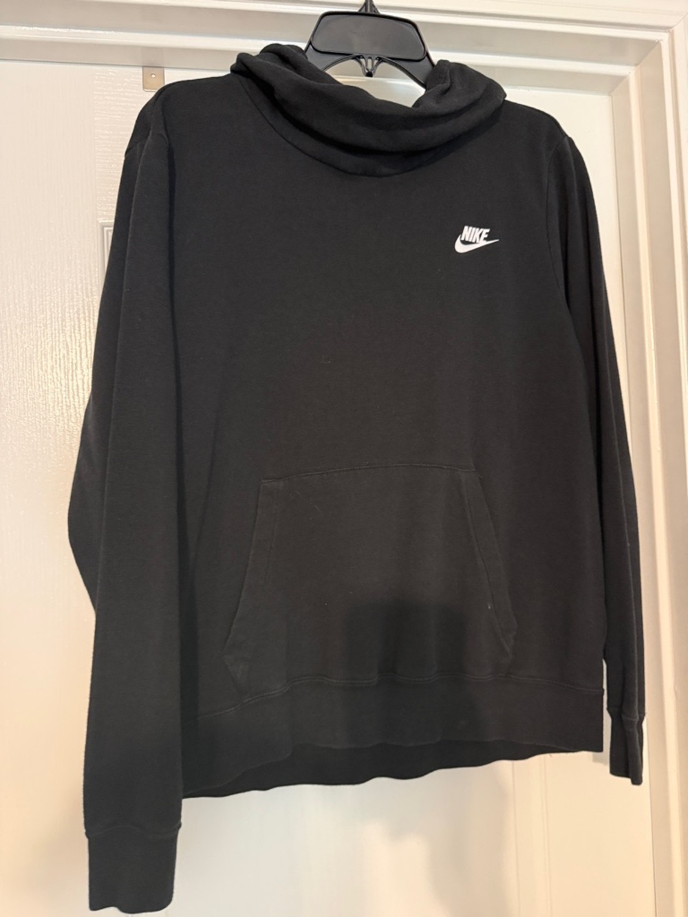 Nike Black Hoodie with White Swoosh Chest Logo